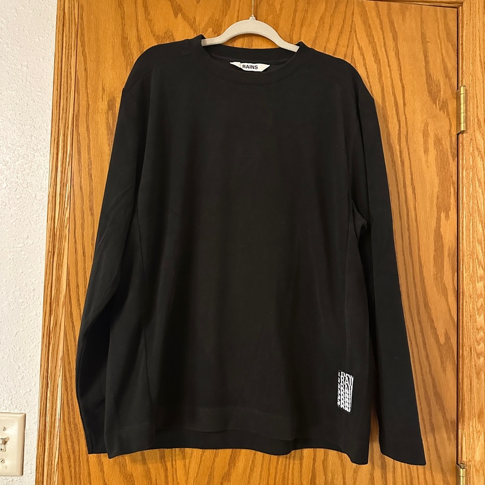 Rains Men's Black Long Sleeve Fleece Crewneck Sweatshirt - NWT - Size L